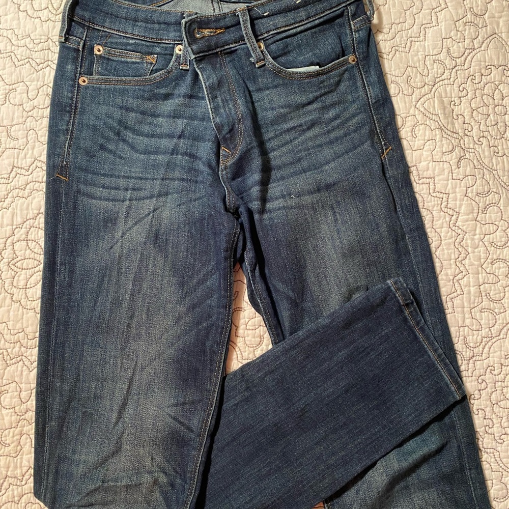 Express stretch mid-rise skinny jeans, size 2R